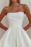 A-Line Straight Satin Short Graduation Dress