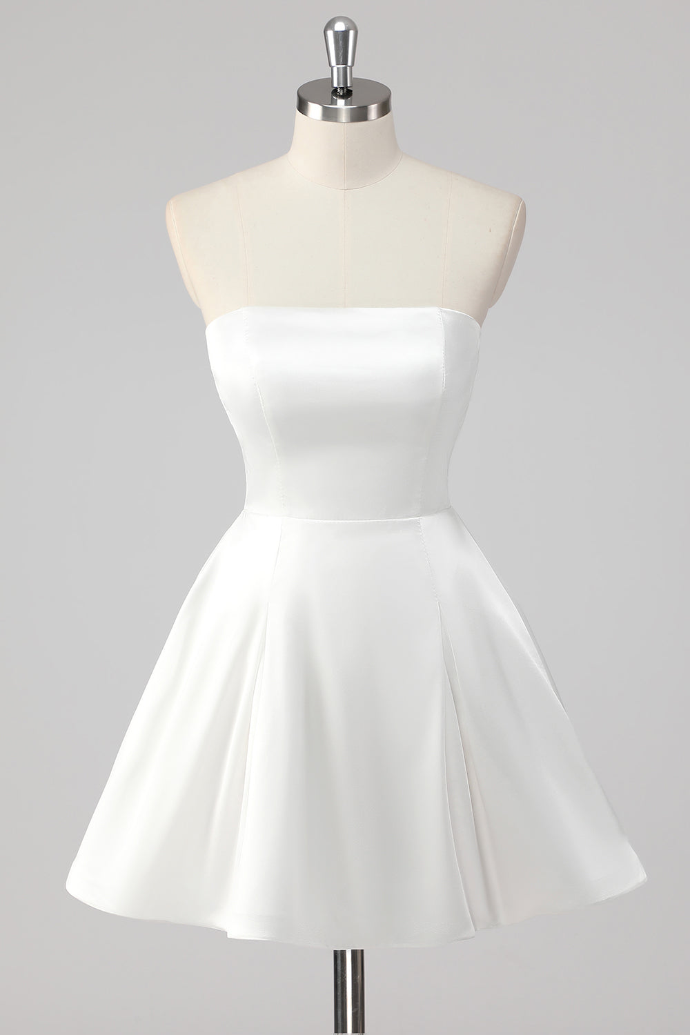 Simple A-Line Strapless Little White Graduation Dress