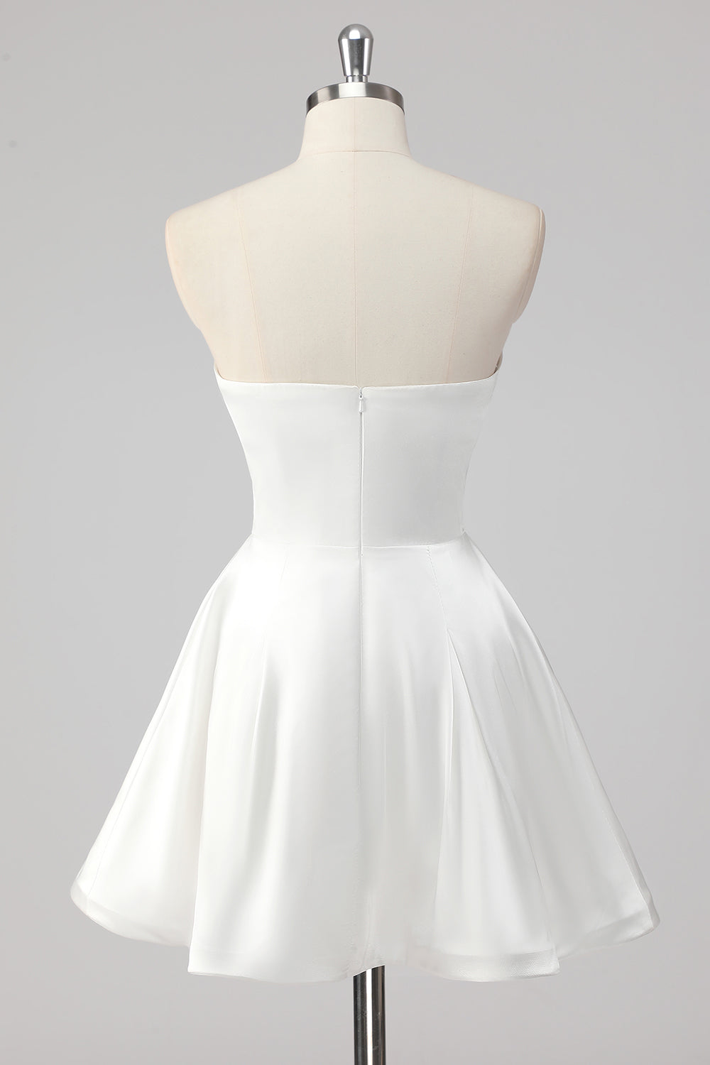 Simple A-Line Strapless Little White Graduation Dress