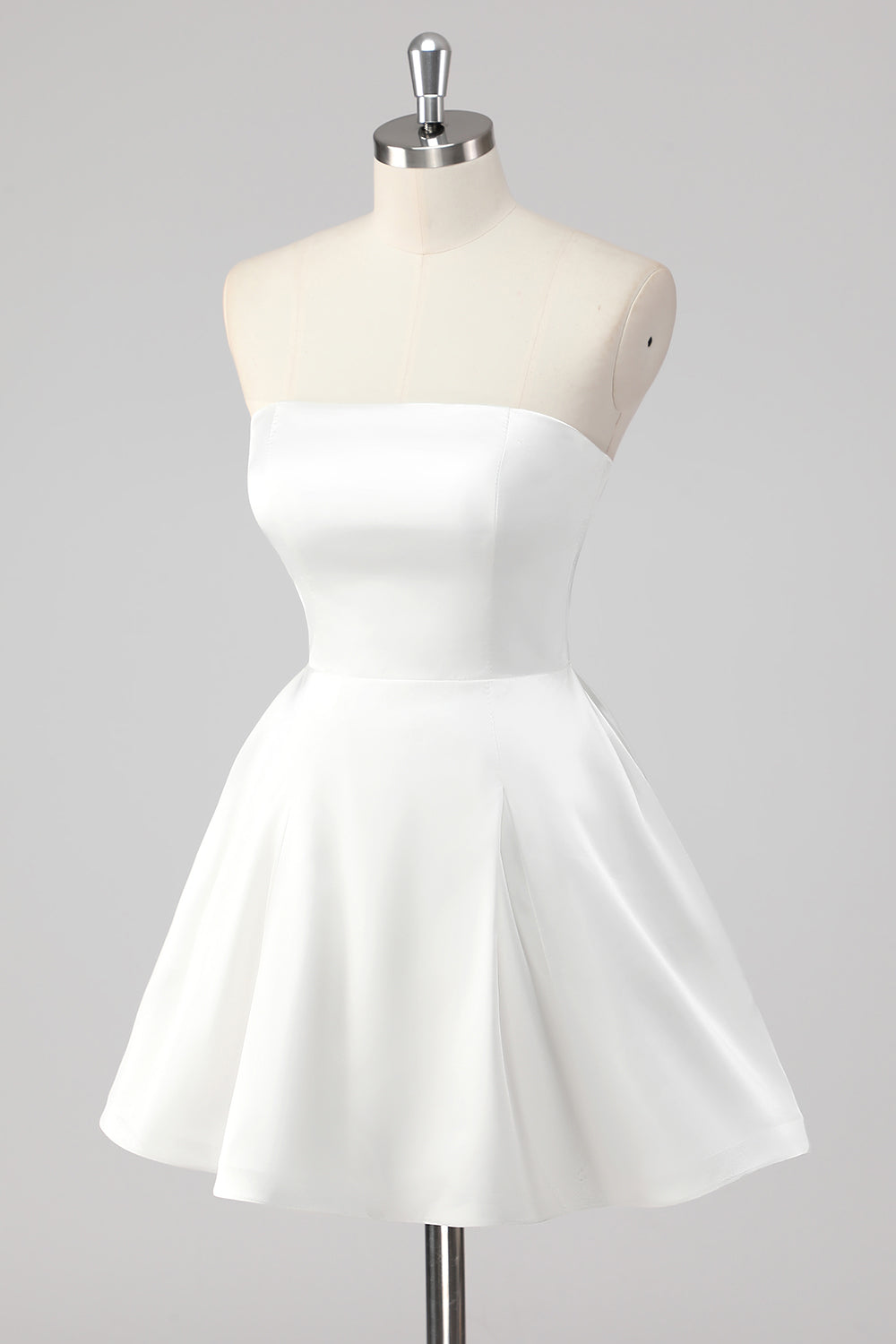 Simple A-Line Strapless Little White Graduation Dress