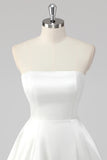 Simple A-Line Strapless Little White Graduation Dress