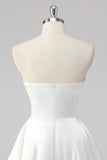 Simple A-Line Strapless Little White Graduation Dress