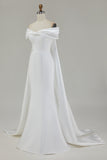 Ivory Mermaid Off The Shoulder Wedding Dress Wth Bow
