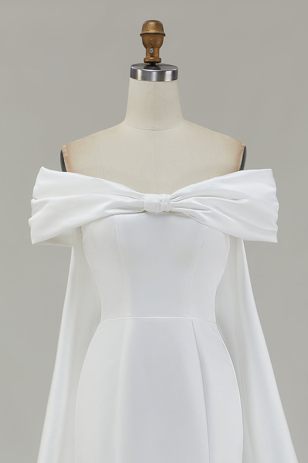 Ivory Mermaid Off The Shoulder Wedding Dress Wth Bow