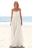 Ivory Chiffon Strapless A Line Wedding Dress