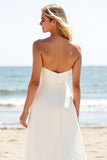 Ivory Chiffon Strapless A Line Wedding Dress