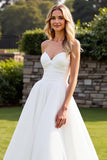 Strapless Organza Ivory A Line Long Wedding Dress