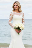lvory Mermaid Long Sleeves Appliqued Wedding Dress