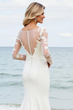 lvory Mermaid Long Sleeves Appliqued Wedding Dress