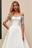 lvory A Line Off The Shoulder Appliqued Long Wedding Dress