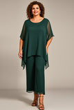 Pine 2 Piece Chiffon Plus Size Mother of the Bride Pant Suits