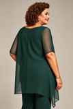 Pine 2 Piece Chiffon Plus Size Mother of the Bride Pant Suits