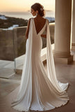 Mermaid Spaghetti Straps lvory Satin Long Wedding Dress