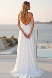 Halter A Line Stretch Satin Ruched Wedding Dress With Slit