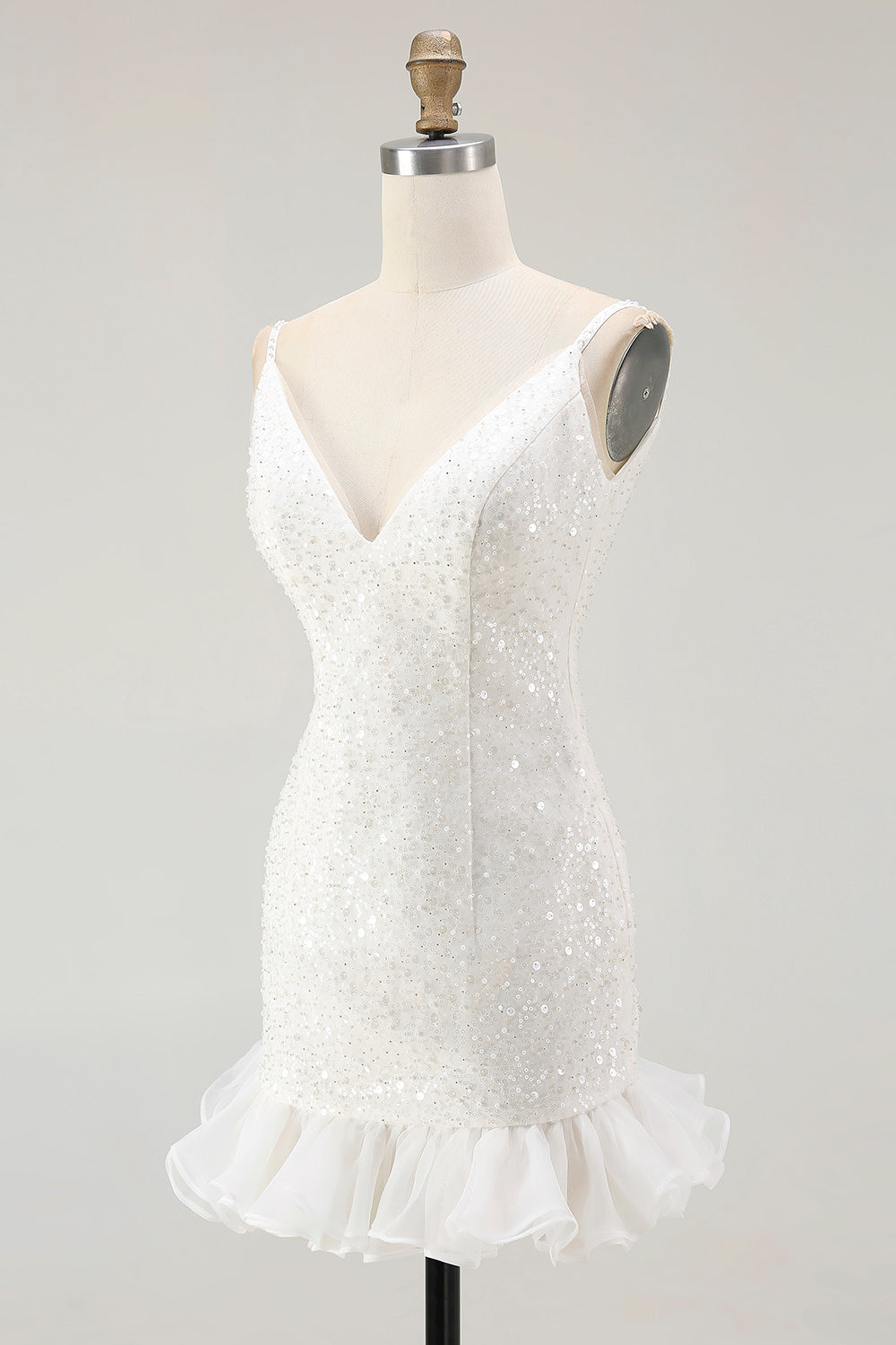 Bodycon Sequins White Short Graduation Dress
