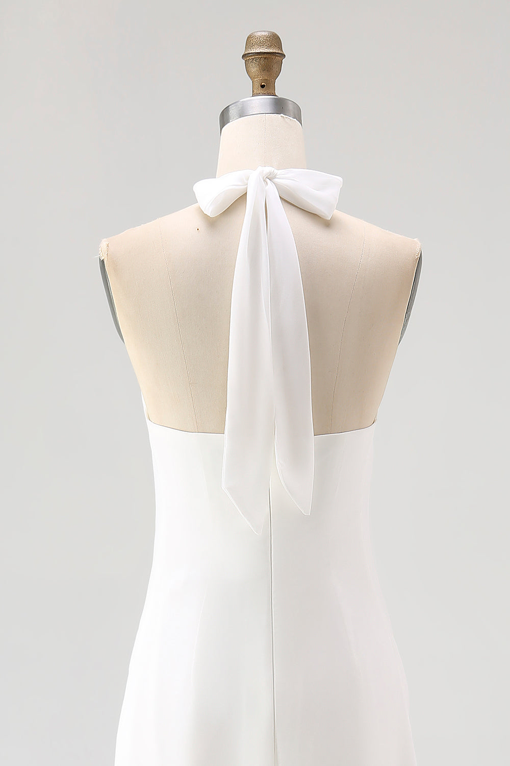 Sheath Halter Chiffon White Long Boho Beach Dress