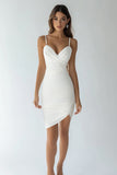 White High Low Ruched Bodycon Graduation Dress