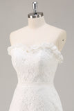 White A Line Strapless Mini Lace Graduation Dress