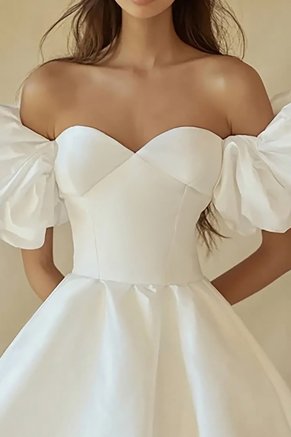Off the Shoulder A Line White Graduation Dress