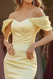 Daffodil Off The Shoulder Mermaid Satin Prom Dress