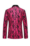 Jacquard Fuchsia 3 Pieces Shawl Lapel Men's Suits