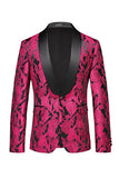 Jacquard Fuchsia 3 Pieces Shawl Lapel Men's Suits