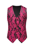 Jacquard Fuchsia 3 Pieces Shawl Lapel Men's Suits