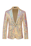 Champagne Sequin Single Breasted Notched Lapel Printed 2 Pieces Men's Prom Suits