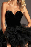 Black Tulle A Line Strapless Hoemcoming Dress