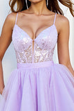 Lilac Corset Sequin A Line Homecoming Dress