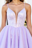 Sequin Lilac Corset A Line Homecoming Dress