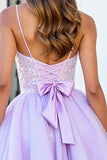 Sequin Lilac Corset A Line Homecoming Dress