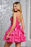 Corset Tiered Fuchsia A Line Homecoming Dress
