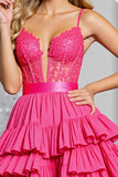 Corset Tiered Fuchsia A Line Homecoming Dress