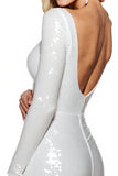 Sparkly White V Neck Bodycon Short Homecoming Dress
