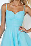 Blue A Line Ruched Homecoming Dress With Bow