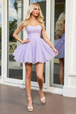 Lilac A Line Strapless Mini Homecoming Dress