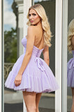 Lilac A Line Strapless Mini Homecoming Dress