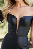 Off The Shoulder Black A Line Mini Homecoming Dress