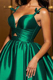 Sparkly A Line Spaghetti Straps Dark Green Homecoming Dress