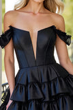 Black Tiered Corset Short Homecoming Dress with Ruffles