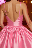 Pink Satin A Line Corset Short Homecoming Dress