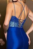 Sparkly Royal Blue Satin Bodycon Short Homecoming Dress with Keyhole