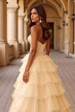 Blush A Line Tulle Prom Dress with Ruffles