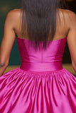 Fuchsia Strapless A Line Homecoming Dress With 3D Flowers