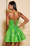 Sparkly Green A Line Sequins Lace Up Back Short Homecoming Dress