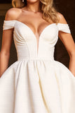 Off The Shoulder A Line White Homecoming Dress