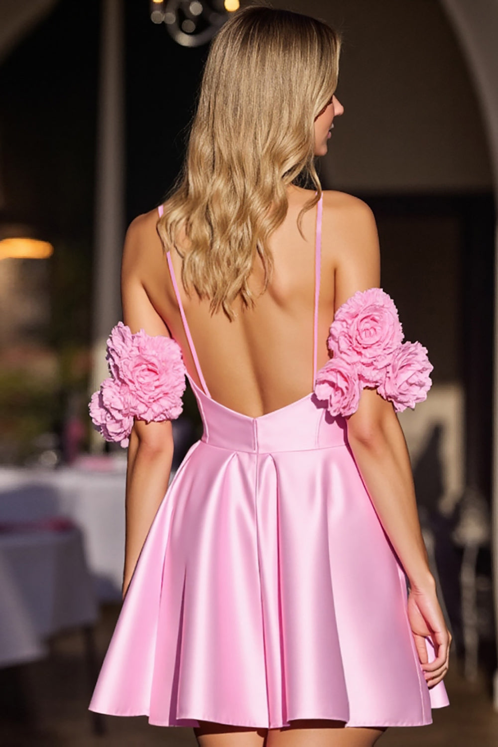 Pink Corset Cute Homecoming Dress with 3D Flowers