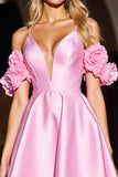 Pink Corset Cute Homecoming Dress with 3D Flowers