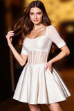 Corset White A Line Cocktail Dress